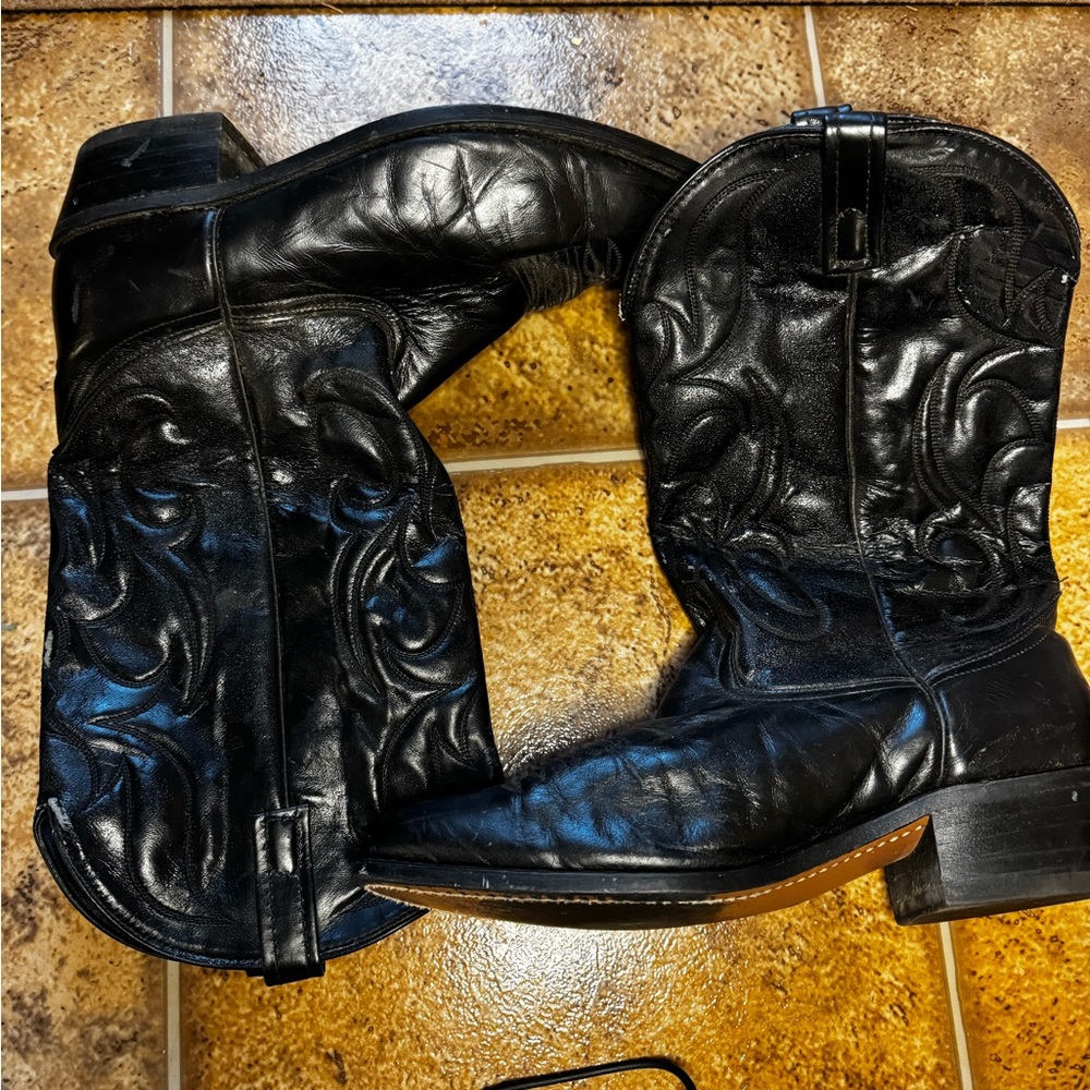 Vintage Black Western Cowboy Boots